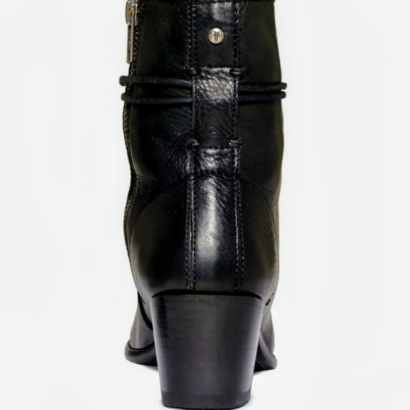 Frye Black Leather Ankle Boots In Black Lyisk - Picture 6 of 14